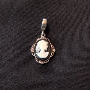 Elegant Black and White Cameo Pendant/Charm.